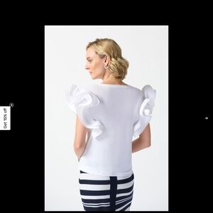 Joseph Ribkoff White Ruffle Sleeve Blouse Size 8